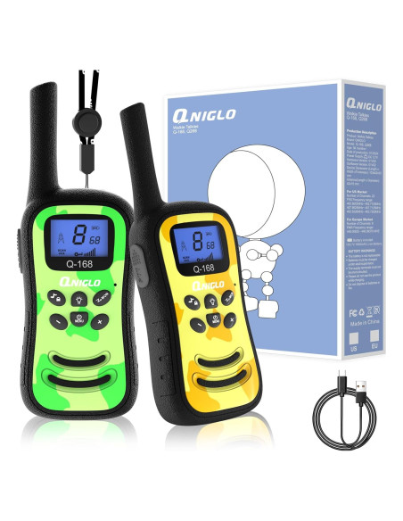 Walkie Talkies Recargables Qniglo para Niños Camuflaje 2 Pcs Walkie Talkies Recargables Qniglo para Niños Camuflaje 2 Pcs