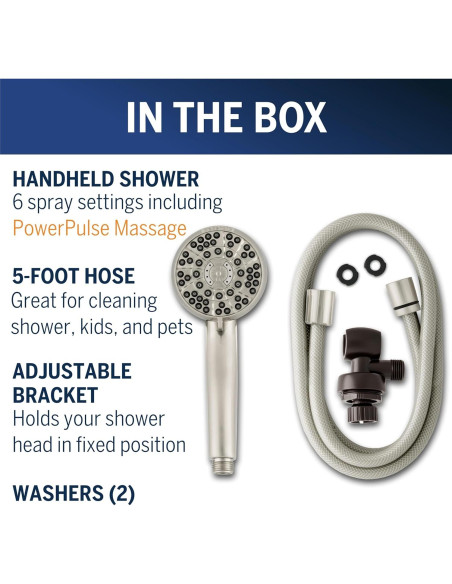 Cabezal de Ducha de Mano Waterpik XAS-649E 6 Modos Níquel Cepillado