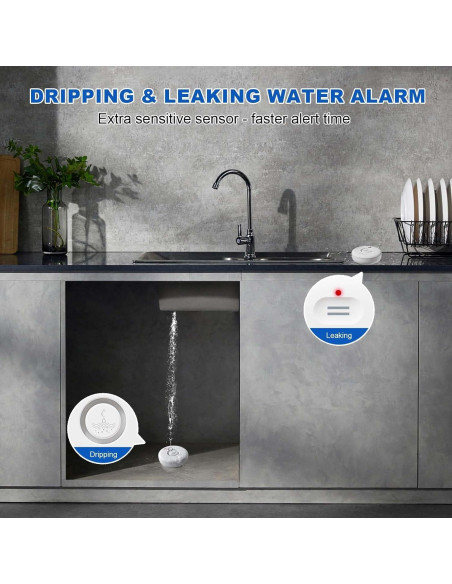 Detectores de Fugas de Agua WiFi RUIKORING 5 Sensores 120dB Detectores de Fugas de Agua WiFi RUIKORING 5 Sensores 120dB