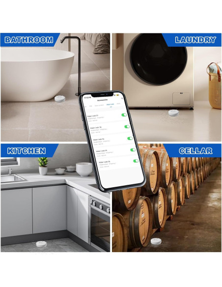 Detectores de Fugas de Agua WiFi RUIKORING 5 Sensores 120dB Detectores de Fugas de Agua WiFi RUIKORING 5 Sensores 120dB
