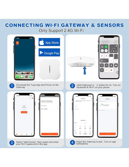Detectores de Fugas de Agua WiFi RUIKORING 5 Sensores 120dB Detectores de Fugas de Agua WiFi RUIKORING 5 Sensores 120dB