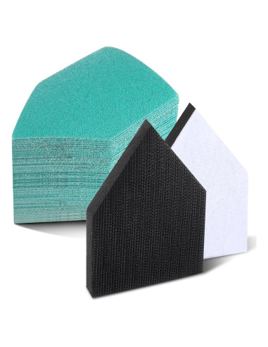 80 Hojas Papel de Lija Triangular 80-240 Grano + 2 Almohadillas