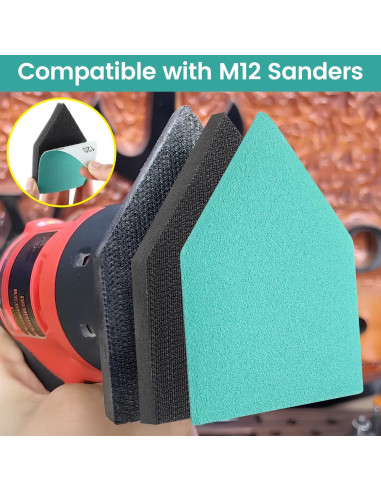 80 Hojas Papel de Lija Triangular 80-240 Grano + 2 Almohadillas