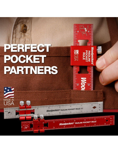 Regla de Carpintería Paolini Woodpeckers 6" Aluminio con Tope