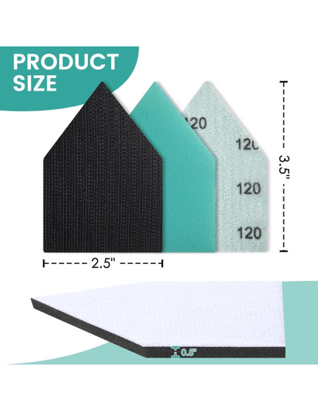 80 Hojas Papel de Lija Triangular 80-240 Grano + 2 Almohadillas