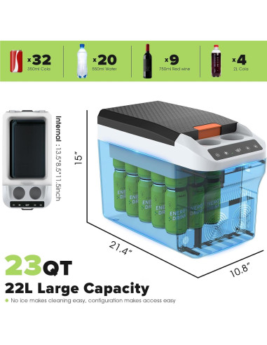 Refrigerador Portátil de Coche ADVWIN 22L 12V con Control Digital