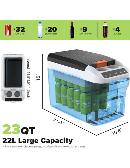 Refrigerador Portátil de Coche ADVWIN 22L 12V con Control Digital