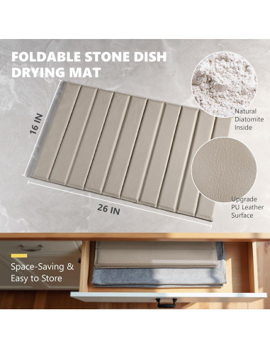 Alfombrilla de Secado de Piedra Diatomita Domaci 66x41cm Gris