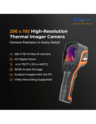 Cámara Termográfica Elitech TIC-210 - 256x192, Infrarroja, 32GB