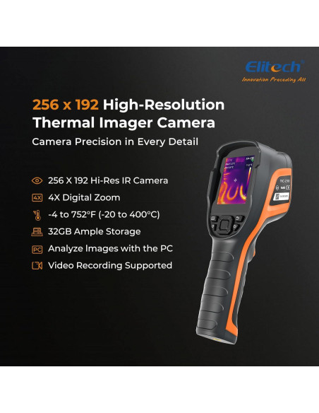 Cámara Termográfica Elitech TIC-210 - 256x192, Infrarroja, 32GB