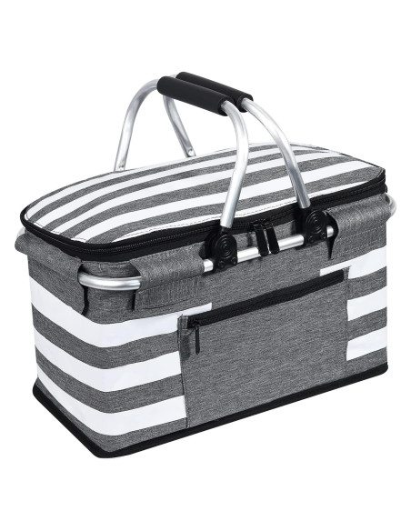 Cesta de Picnic Aislada KEFOMOL 26L a Prueba de Fugas Gris Cesta de Picnic Aislada KEFOMOL 26L a Prueba de Fugas Gris