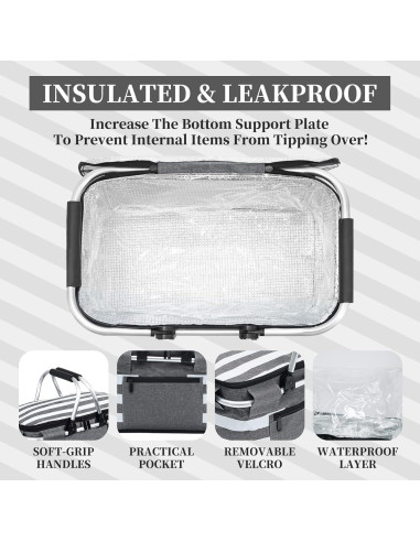 Cesta de Picnic Aislada KEFOMOL 26L a Prueba de Fugas Gris