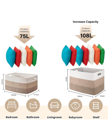Canasta Grande de Almacenamiento OIAHOMY 71L Amarillo Gradiente