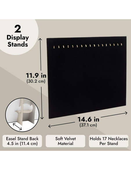 Expositores de Joyería de Terciopelo Negro Genie Crafts - 2 Piezas