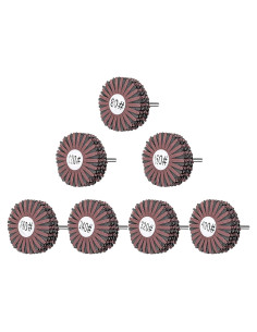 Juego de 7 Ruedas de Tela Abrasiva Kugnng 80-400 Grano 8 cm