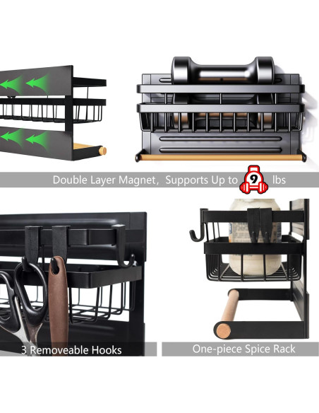 Organizador Magnético de Especias Sleclean 2 en 1 Negro 30x11.4 cm