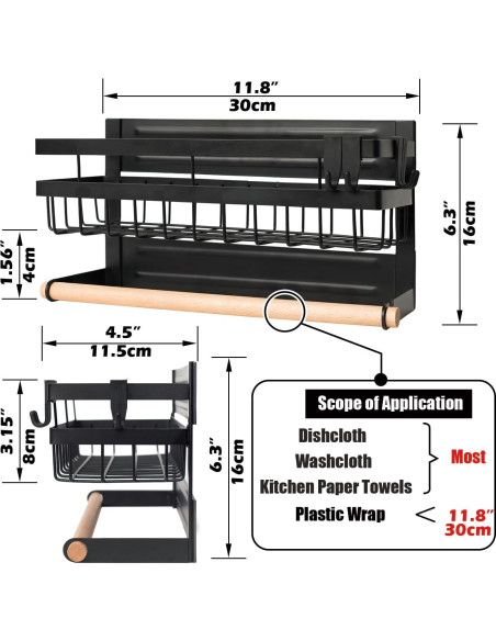 Organizador Magnético de Especias Sleclean 2 en 1 Negro 30x11.4 cm