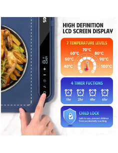 Bandeja Calentadora Eléctrica Mooues 250W Azul 60x40cm 2