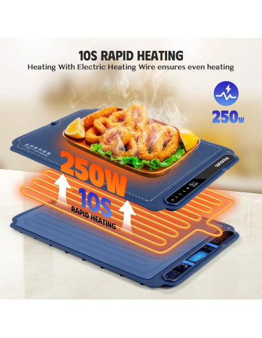 Bandeja Calentadora Eléctrica Mooues 250W Azul 60x40cm