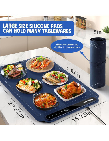 Bandeja Calentadora Eléctrica Mooues 250W Azul 60x40cm