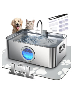 Fuente de Agua para Perros 12L Acero Inoxidable DYSJ01 con Filtros