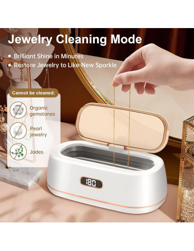 Limpiadora Ultrasónica de Joyas QYUTOEVE 48kHz Acero Inoxidable
