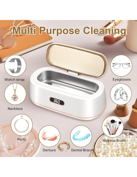 Limpiadora Ultrasónica de Joyas QYUTOEVE 48kHz Acero Inoxidable