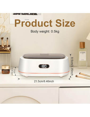 Limpiadora Ultrasónica de Joyas QYUTOEVE 48kHz Acero Inoxidable