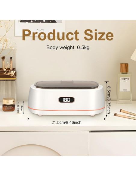 Limpiadora Ultrasónica de Joyas QYUTOEVE 48kHz Acero Inoxidable