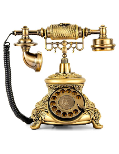 Teléfono Vintage WICHEMI Disco Rotatorio Antiguo Bronce