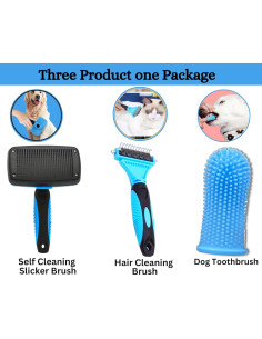 Kit de Cuidado de Mascotas 3 en 1 SRRPN - Cepillo Slicker, Peine Deshedding y Cepillo Dental 2