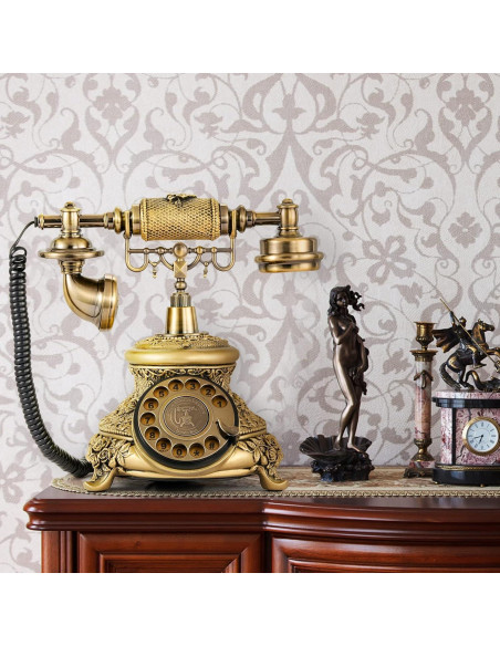 Teléfono Vintage WICHEMI Disco Rotatorio Antiguo Bronce