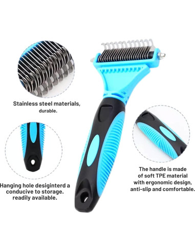 Kit de Cuidado de Mascotas 3 en 1 SRRPN - Cepillo Slicker, Peine Deshedding y Cepillo Dental