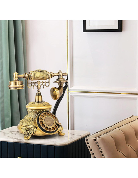 Teléfono Vintage WICHEMI Disco Rotatorio Antiguo Bronce