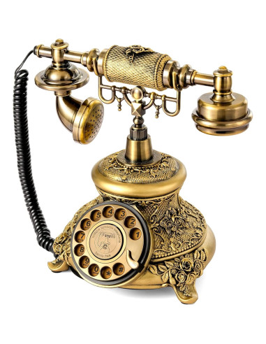 Teléfono Vintage WICHEMI Disco Rotatorio Antiguo Bronce
