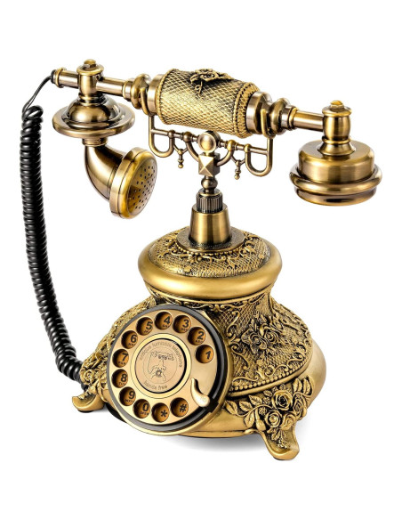 Teléfono Vintage WICHEMI Disco Rotatorio Antiguo Bronce