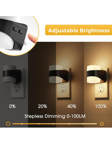 L LOHAS LED Luces Nocturnas Enchufables Dimmables 1W 2 Pzas