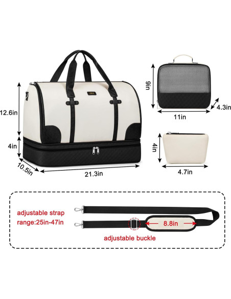 Bolsa de Ropa de Viaje Convertible I56 - Duffle Grande con Compartimento para Zapatos