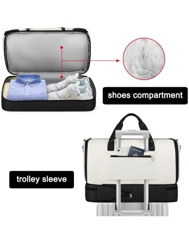 Bolsa de Ropa de Viaje Convertible I56 - Duffle Grande con Compartimento para Zapatos