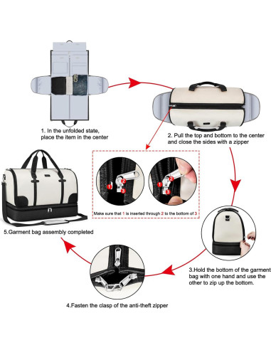 Bolsa de Ropa de Viaje Convertible I56 - Duffle Grande con Compartimento para Zapatos