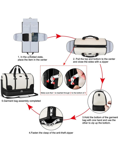 Bolsa de Ropa de Viaje Convertible I56 - Duffle Grande con Compartimento para Zapatos