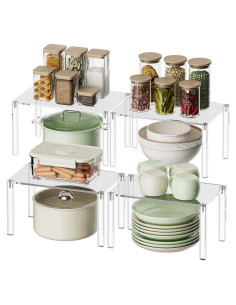 Juego de 4 Estantes Acrílicos YUNEASELF para Gabinete - Organizador de Cocina