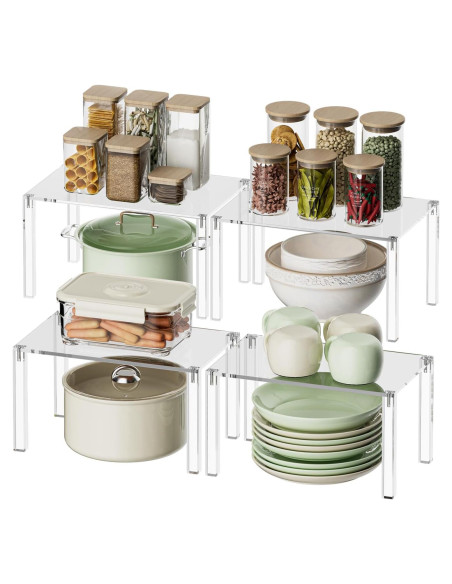 Juego de 4 Estantes Acrílicos YUNEASELF para Gabinete - Organizador de Cocina