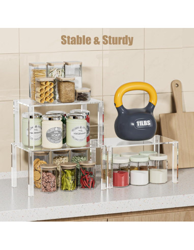 Juego de 4 Estantes Acrílicos YUNEASELF para Gabinete - Organizador de Cocina