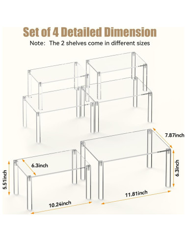 Juego de 4 Estantes Acrílicos YUNEASELF para Gabinete - Organizador de Cocina