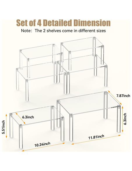 Juego de 4 Estantes Acrílicos YUNEASELF para Gabinete - Organizador de Cocina