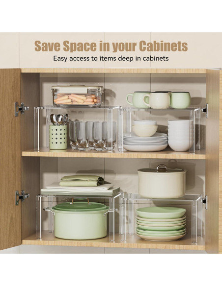 Juego de 4 Estantes Acrílicos YUNEASELF para Gabinete - Organizador de Cocina