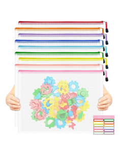 9 Piezas Bolsas de Cremallera de Malla VVCOIIROEI A3 9 Colores