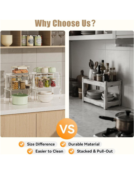 Juego de 4 Estantes Acrílicos YUNEASELF para Gabinete - Organizador de Cocina