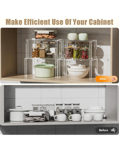 Juego de 4 Estantes Acrílicos YUNEASELF para Gabinete - Organizador de Cocina